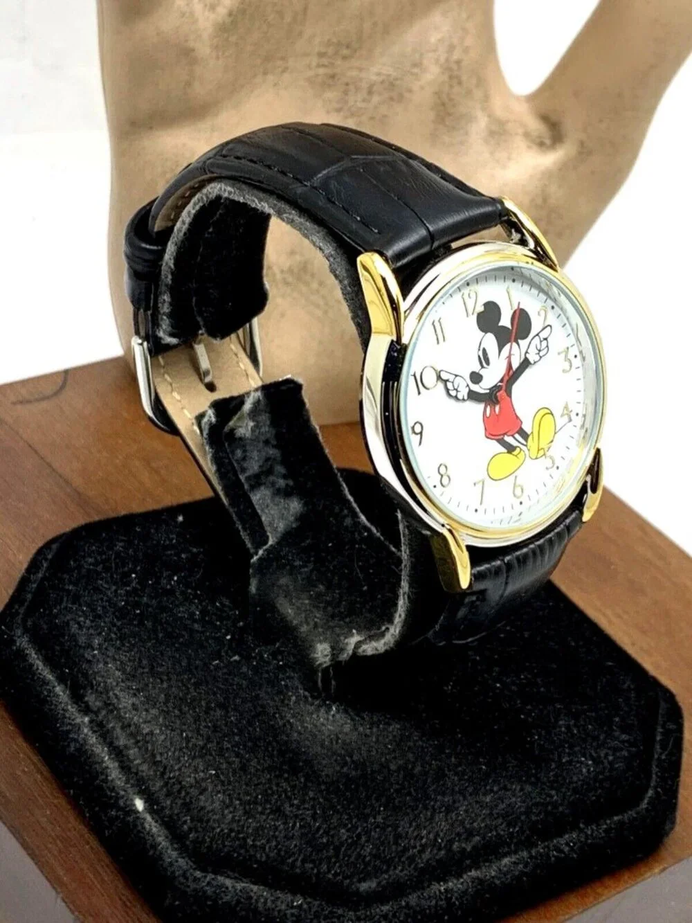 Disney Mickey Mouse Women's Watch 35mm White Dial Quartz Black Leather W002755